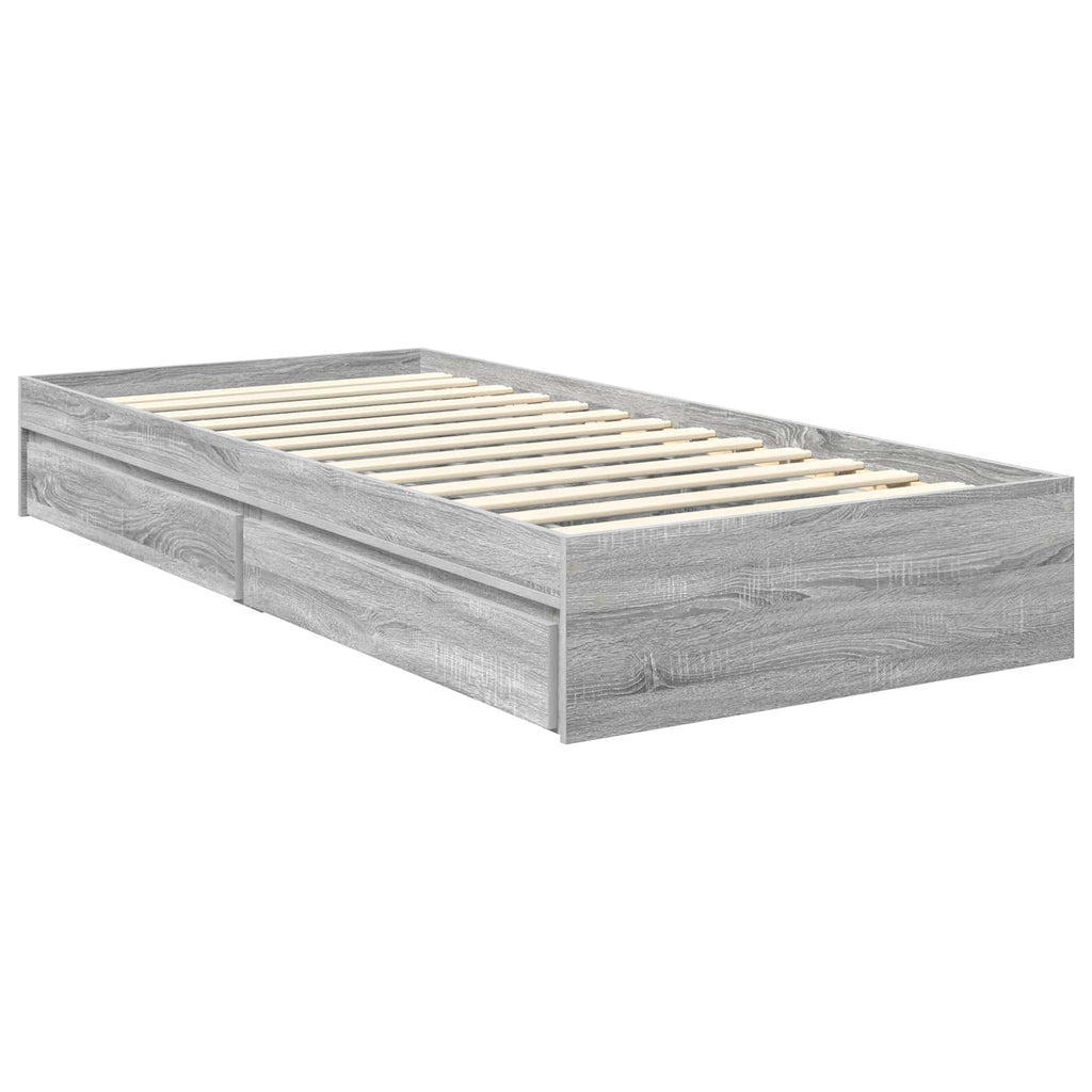 Aufbewahrungsbett Graues Sonoma 90 x 200 cm Holzwerkstoff