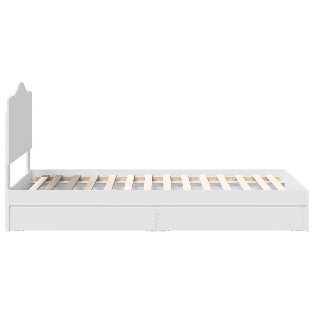 Aufbewahrungsbett mit Kopfteil Weiß 90 x 190 cm Holzwerkstoff