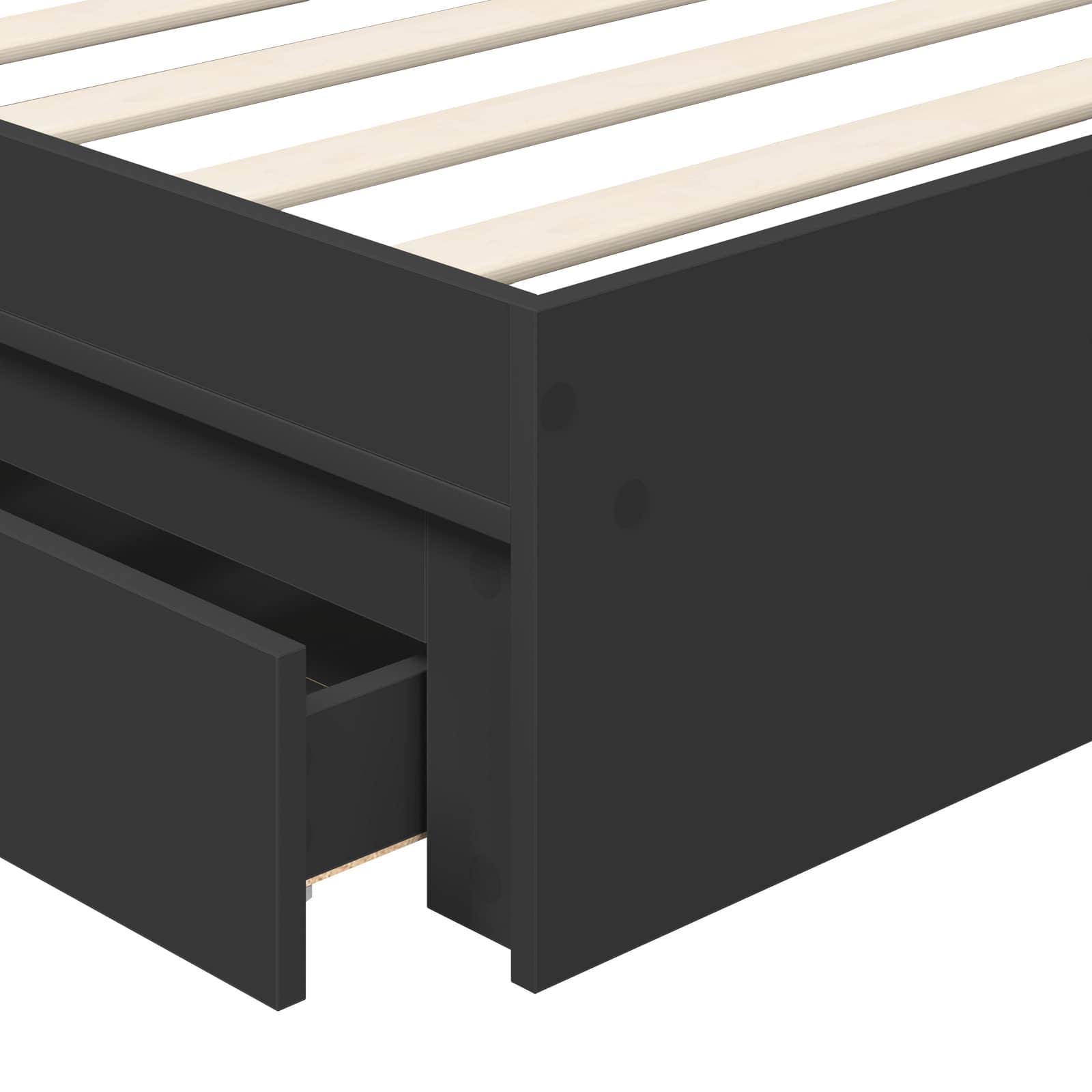 Aufbewahrungsbett Schwarz 90 x 190 cm Holzwerkstoff