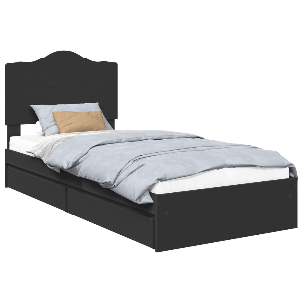 Aufbewahrungsbett Schwarz 90 x 190 cm Holzwerkstoff