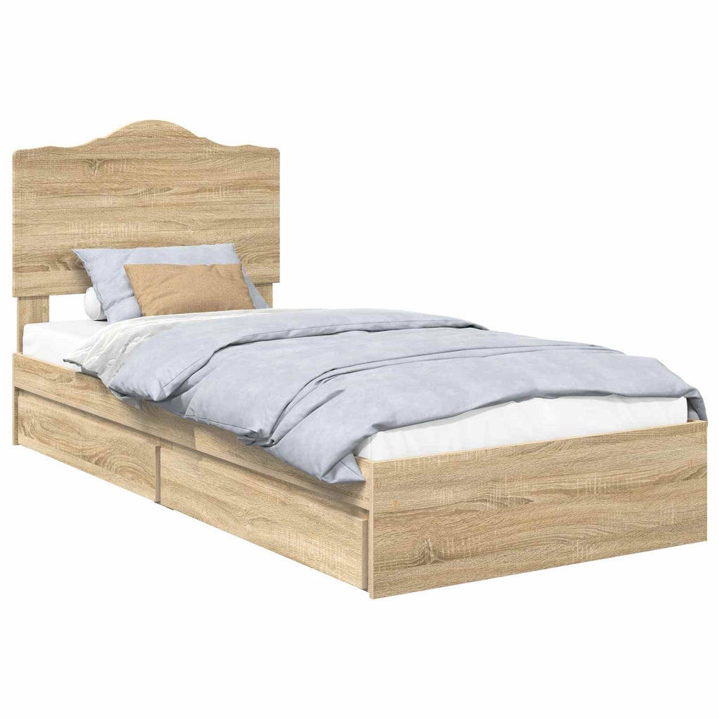 Aufbewahrungsbett Sonoma-Eiche 90 x 190 cm Holzwerkstoff