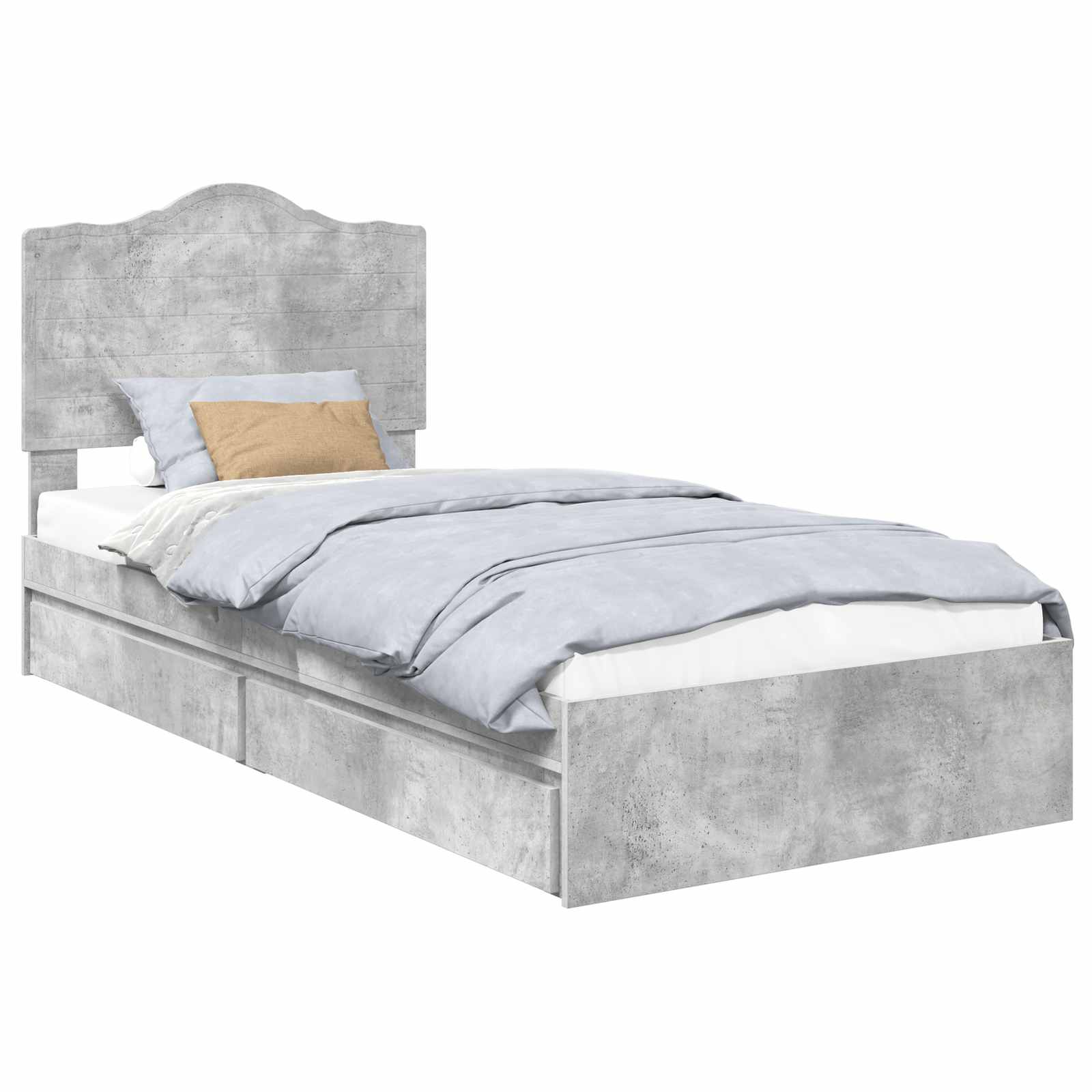 Aufbewahrungsbett Beton Grau 90 x 190 cm Holzwerkstoff