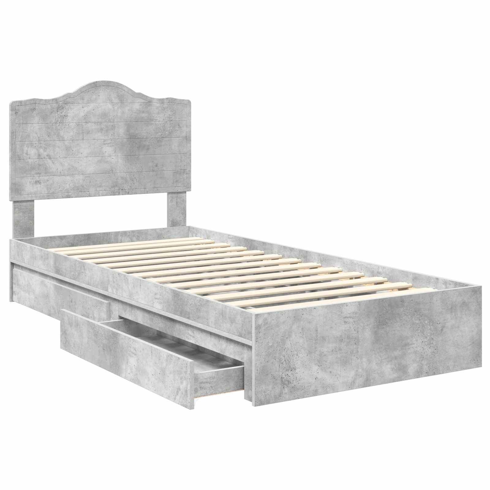 Aufbewahrungsbett Beton Grau 90 x 190 cm Holzwerkstoff