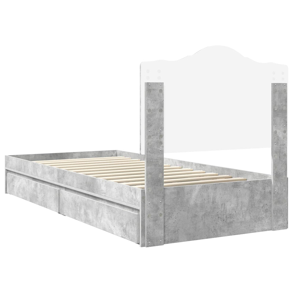 Aufbewahrungsbett Beton Grau 90 x 190 cm Holzwerkstoff
