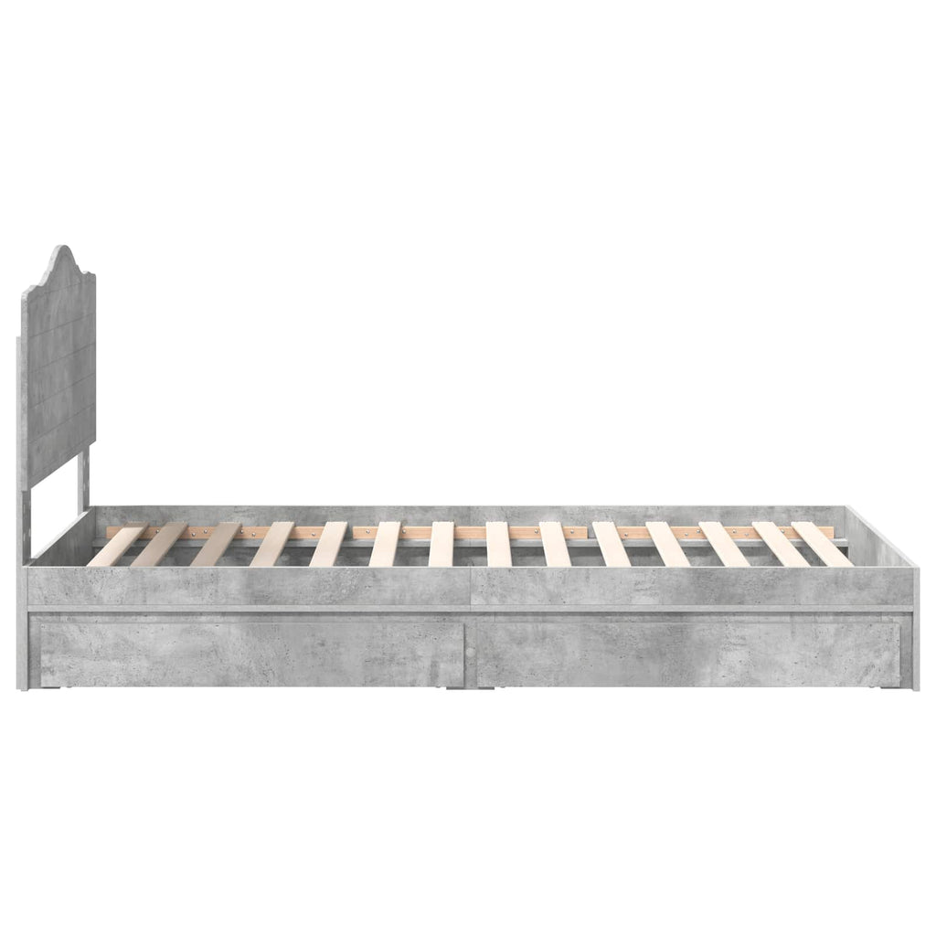 Aufbewahrungsbett Beton Grau 90 x 190 cm Holzwerkstoff
