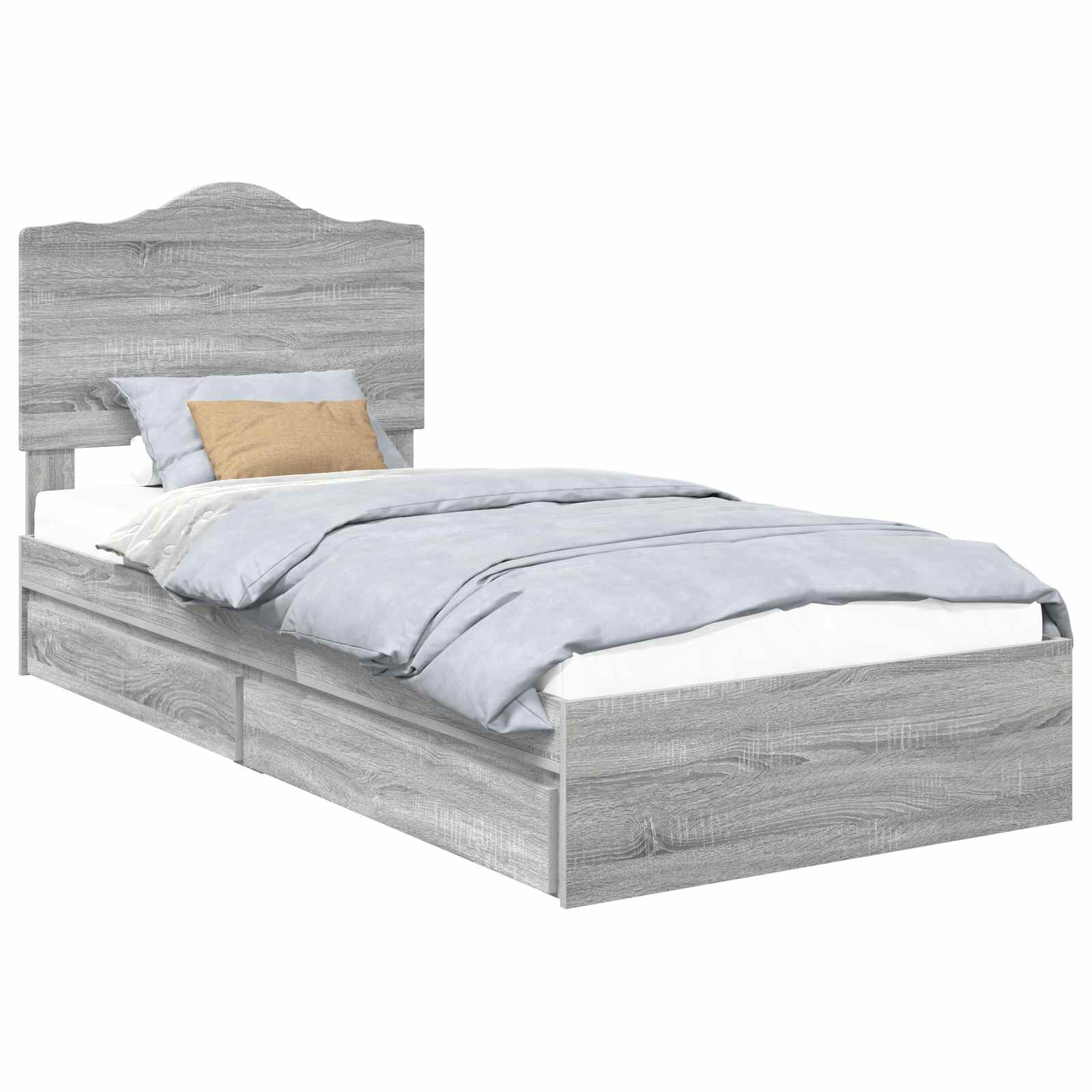 Aufbewahrungsbett Graues Sonoma 90 x 190 cm Holzwerkstoff