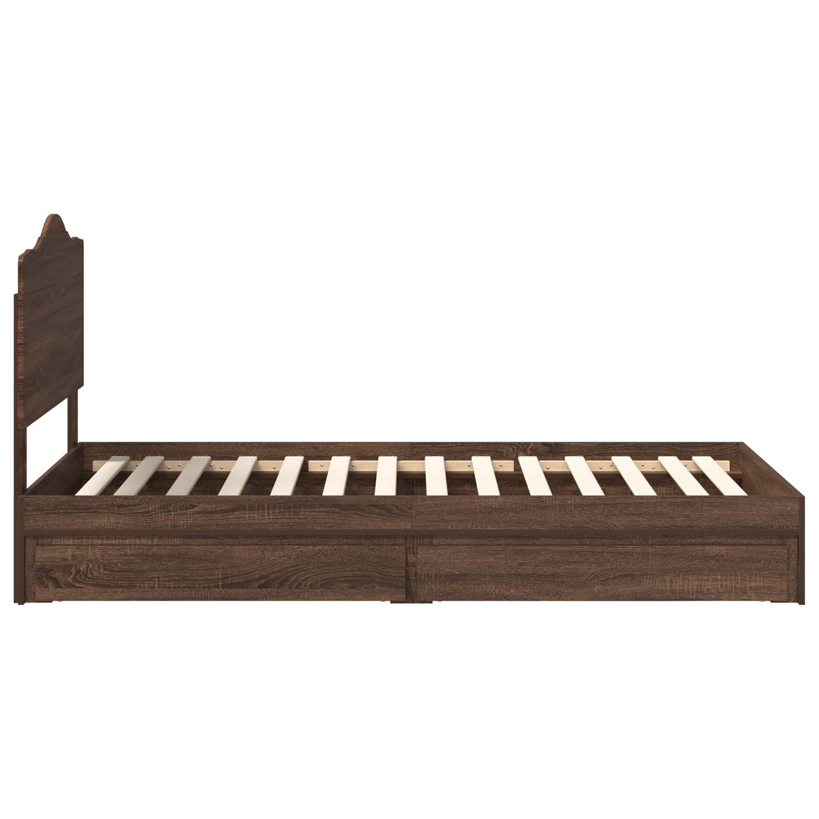 Aufbewahrungsbett Braun Eichen-Optik 90 x 190 cm Holzwerkstoff