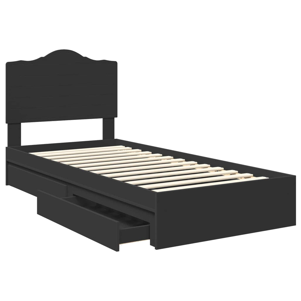 Aufbewahrungsbett Verstellbar Schwarz 70 x 190 cm Holzwerkstoff