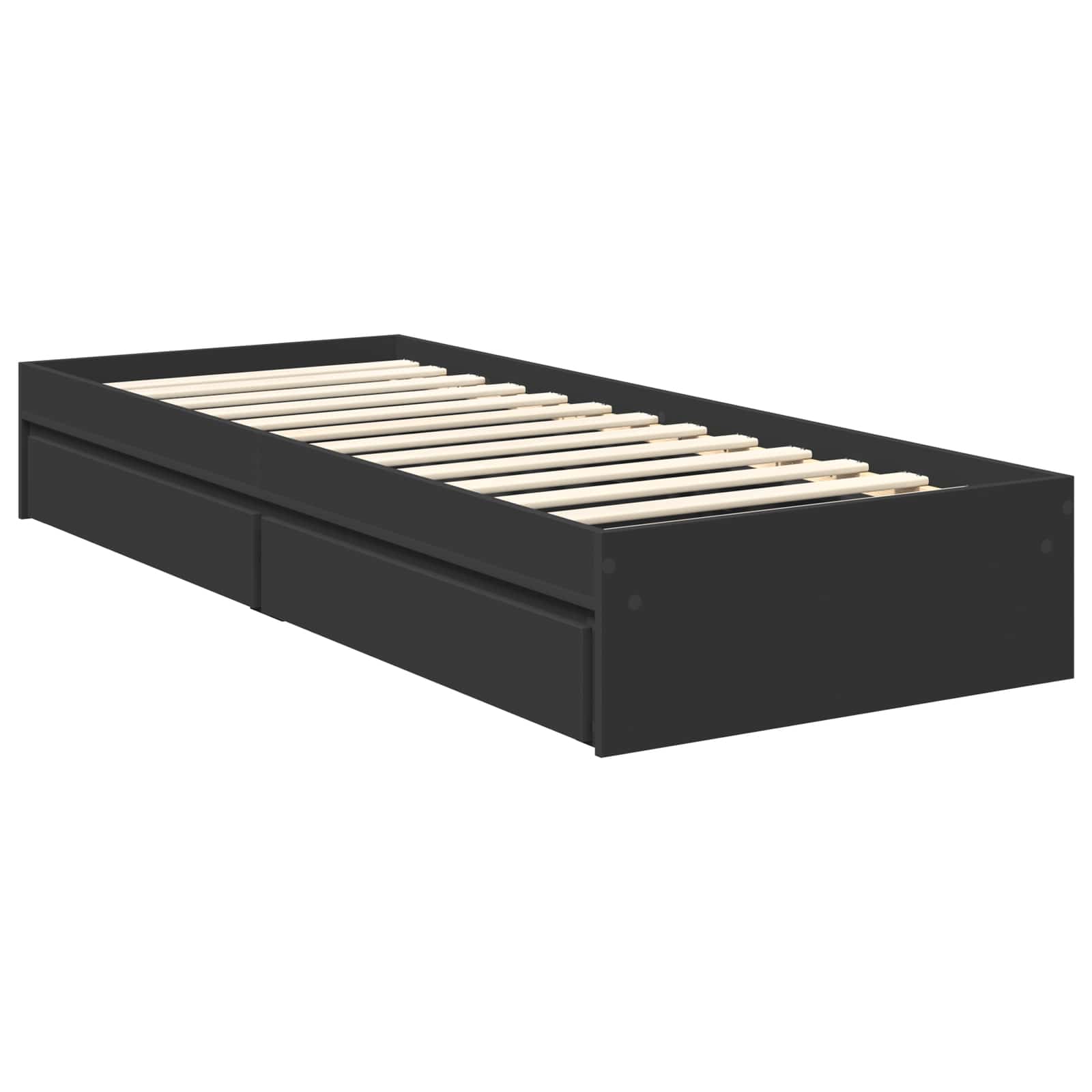 Aufbewahrungsbett Verstellbar Schwarz 70 x 190 cm Holzwerkstoff