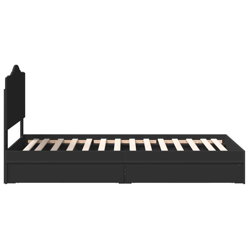 Aufbewahrungsbett Verstellbar Schwarz 70 x 190 cm Holzwerkstoff
