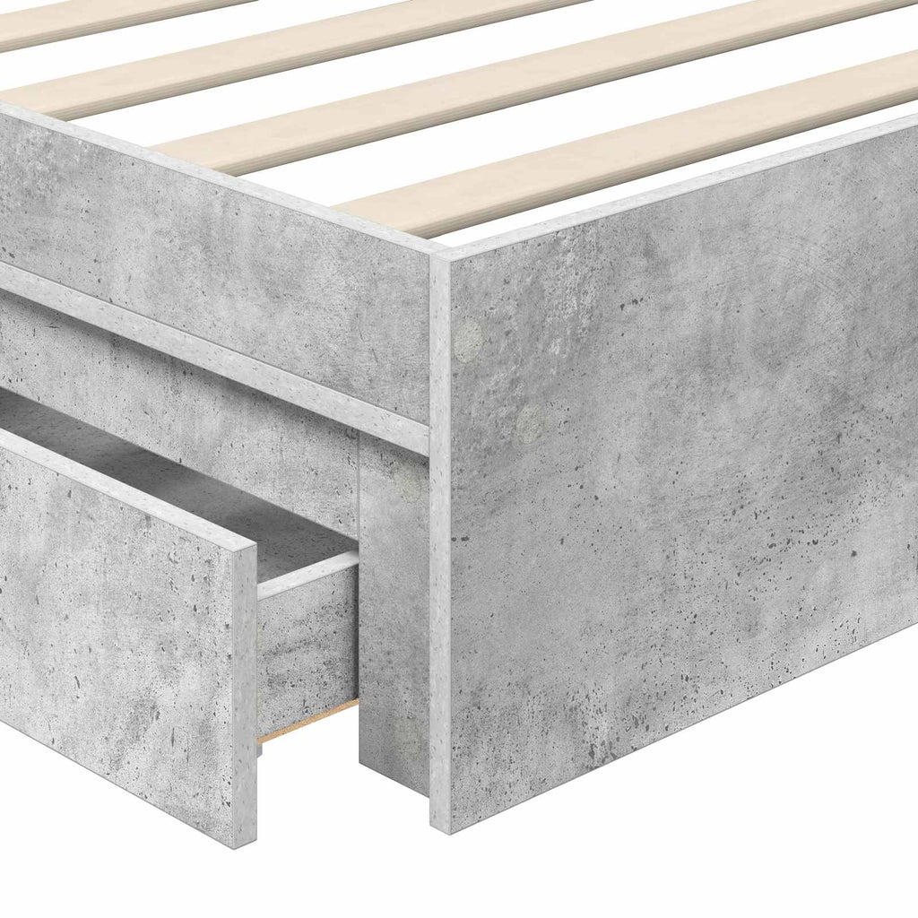 Aufbewahrungsbett Beton Grau 70 x 190 cm Holzwerkstoff