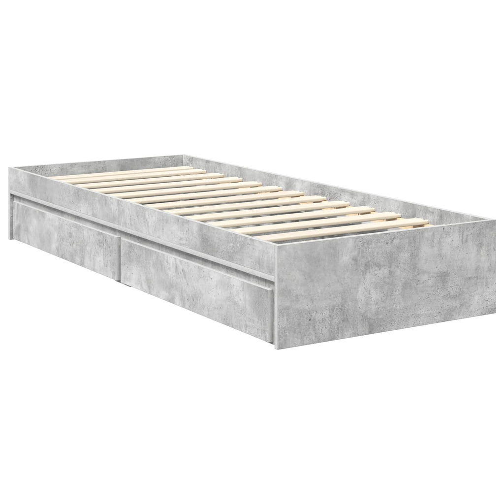 Aufbewahrungsbett Beton Grau 70 x 190 cm Holzwerkstoff