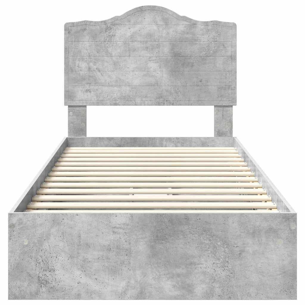 Aufbewahrungsbett Beton Grau 70 x 190 cm Holzwerkstoff