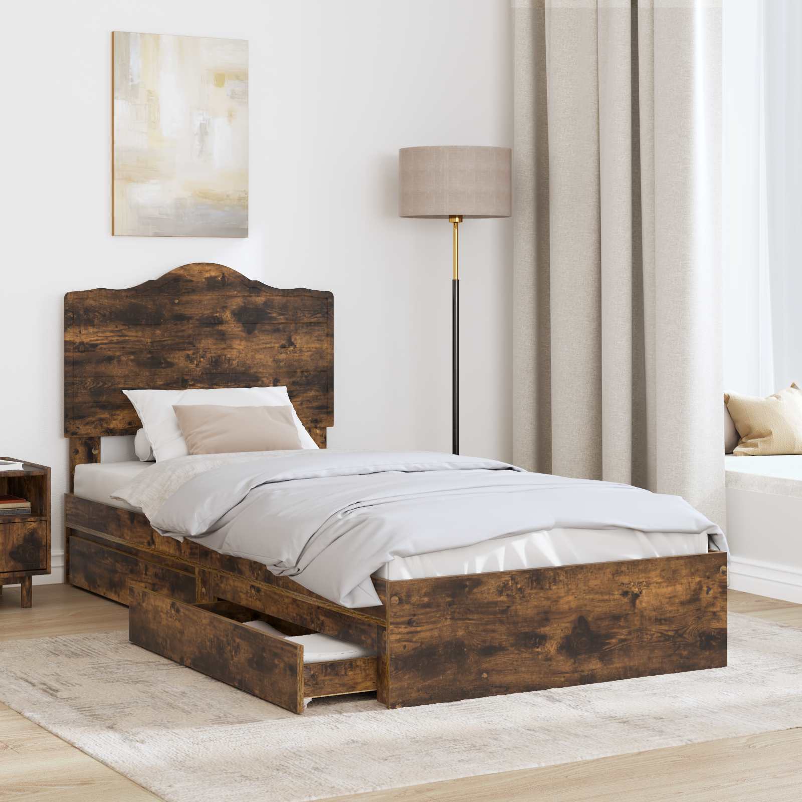 Aufbewahrungsbett Geräucherte Eiche 70 x 190 cm Holzwerkstoff