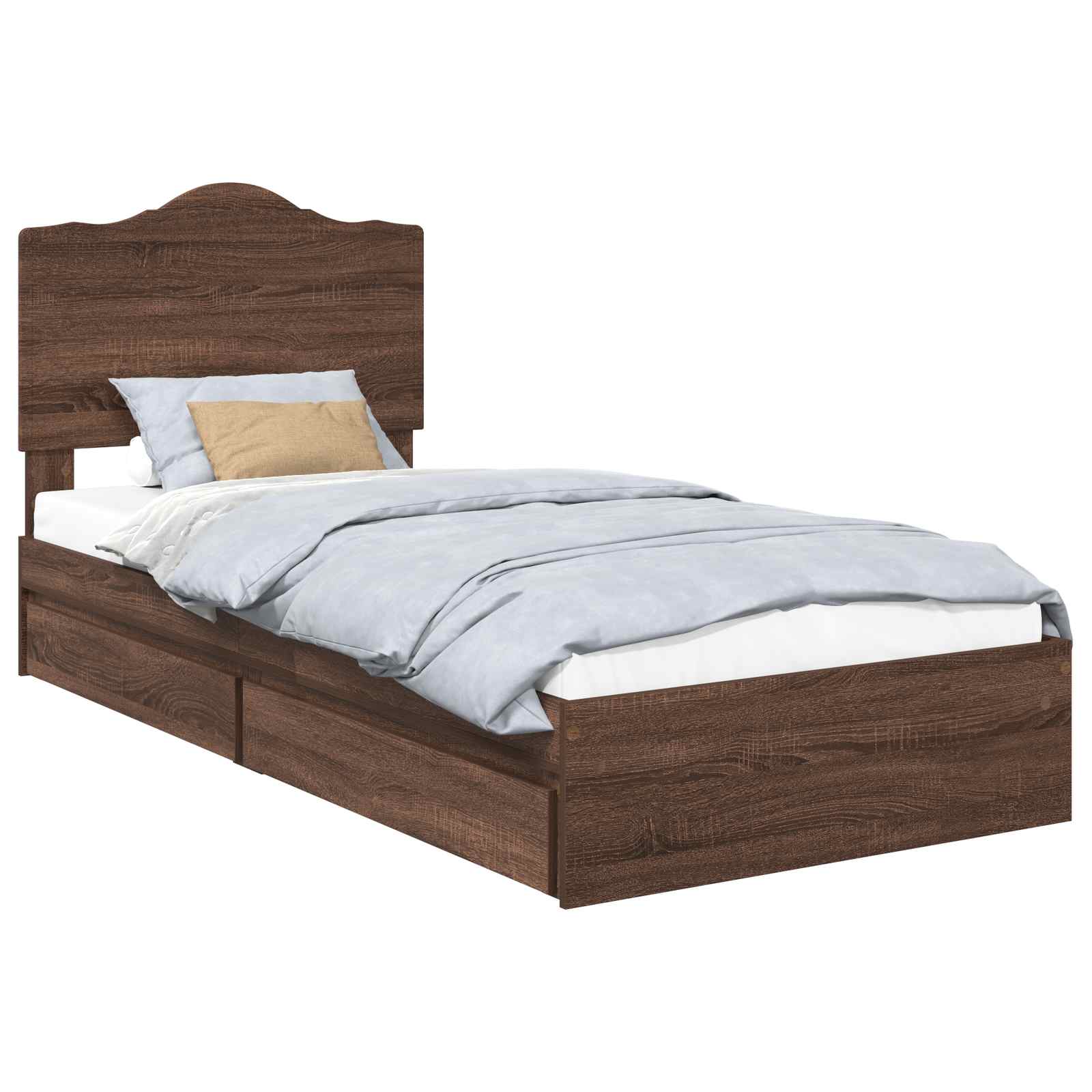 Aufbewahrungsbett Braun Eichen-Optik 70 x 190 cm Holzwerkstoff
