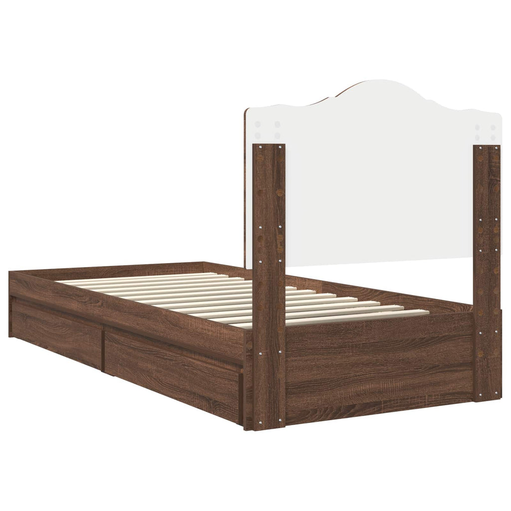 Aufbewahrungsbett Braun Eichen-Optik 70 x 190 cm Holzwerkstoff
