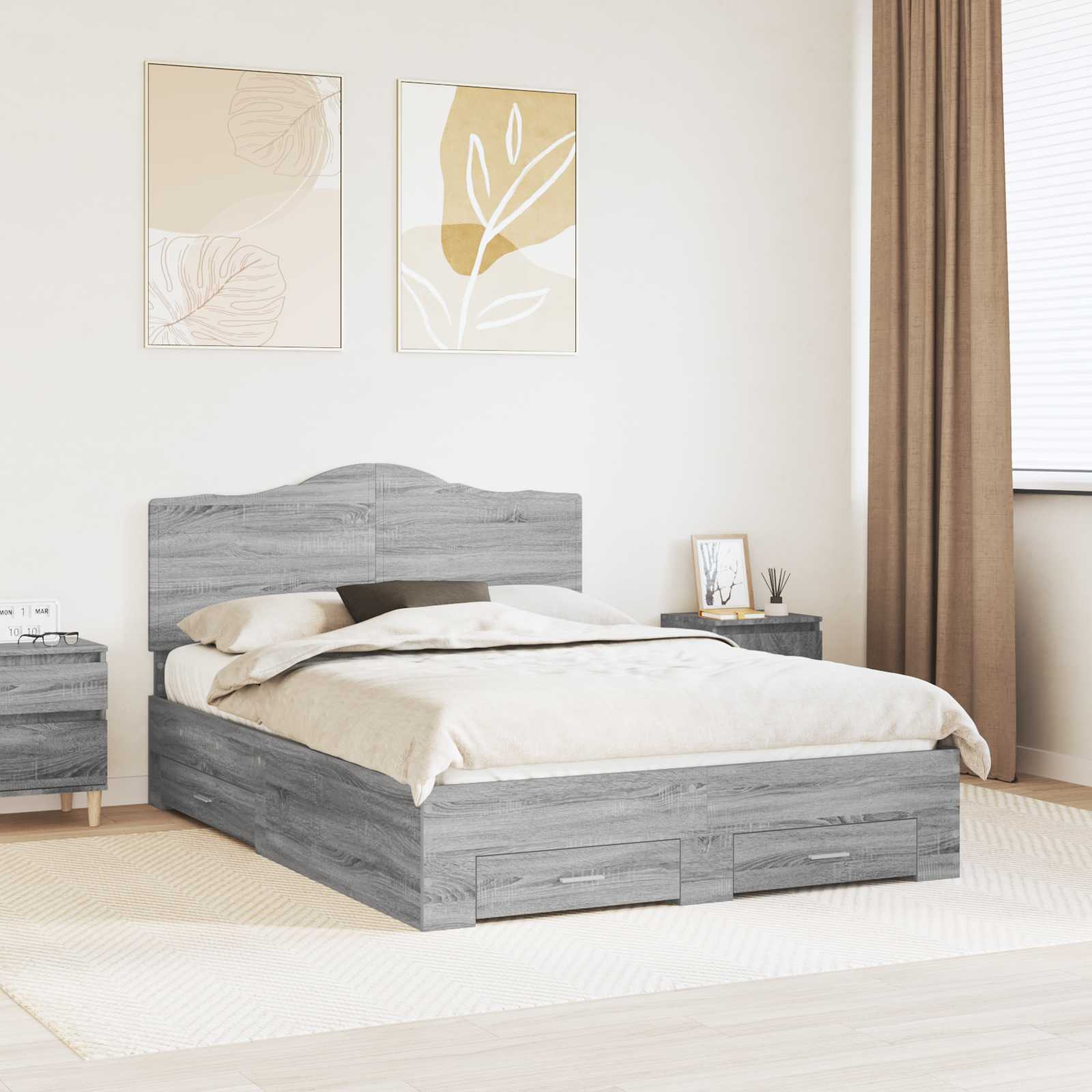 Bettrahmen Graues Sonoma 160 x 200 cm Holzwerkstoff