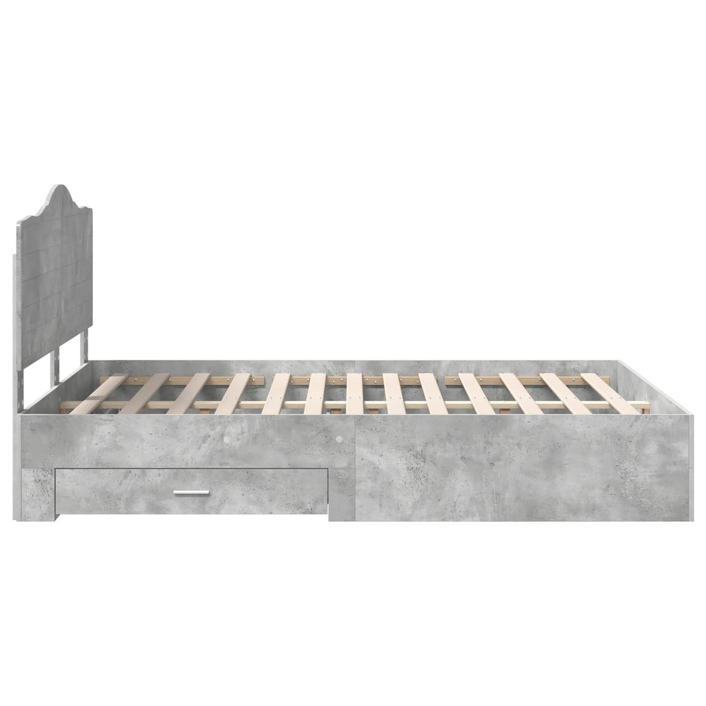 Bettrahmen mit Kopfteil Beton Grau 150 x 200 cm Holzwerkstoff