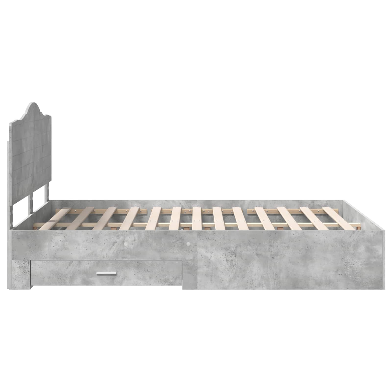 Bettrahmen mit Kopfteil Beton Grau 150 x 200 cm Holzwerkstoff