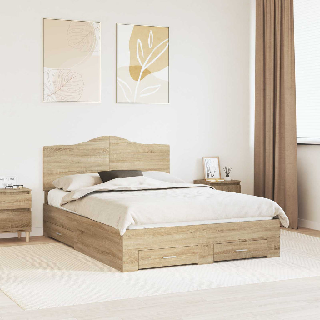 Bettrahmen mit Kopfteil Sonoma-Eiche 140 x 190 cm Holzwerkstoff
