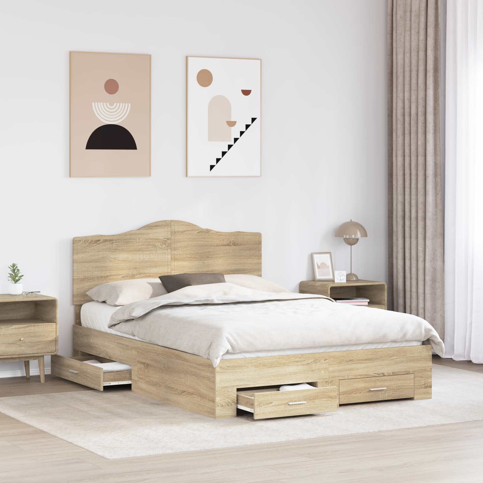 Bettrahmen mit Kopfteil Sonoma-Eiche 140 x 190 cm Holzwerkstoff