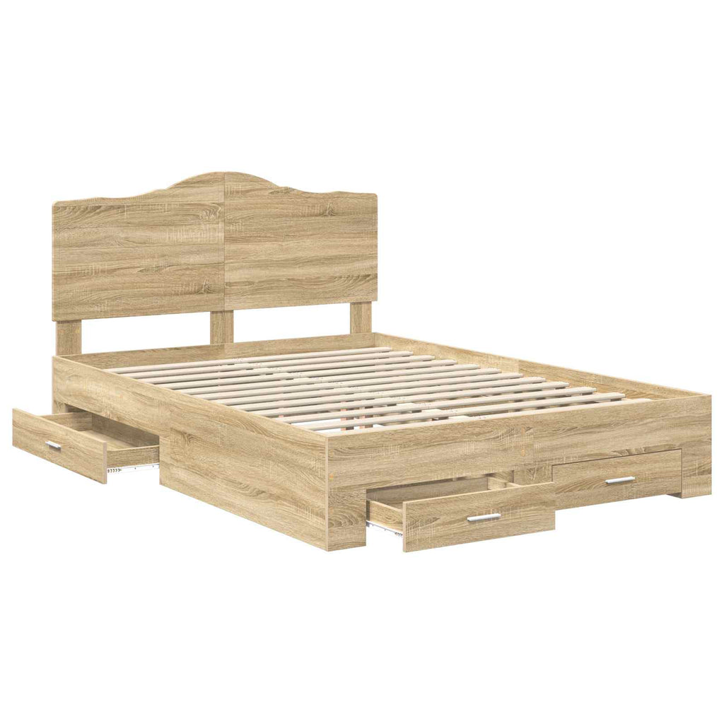 Bettrahmen mit Kopfteil Sonoma-Eiche 140 x 190 cm Holzwerkstoff