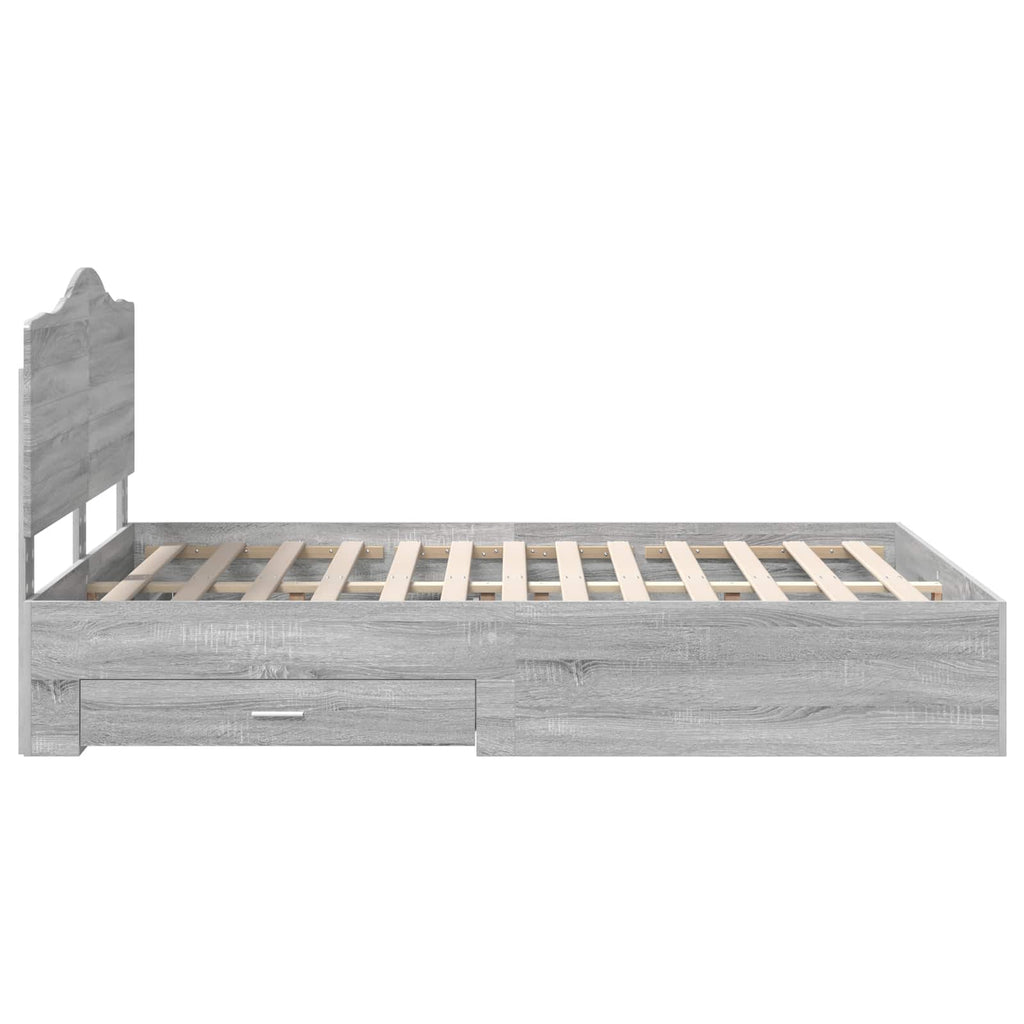 Bettrahmen Graues Sonoma 140 x 190 cm Holzwerkstoff