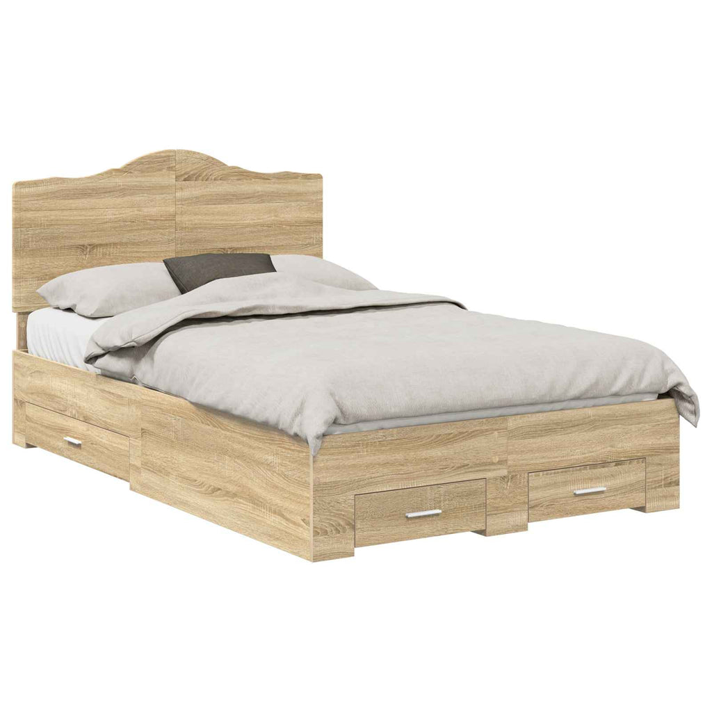 Bettrahmen mit Kopfteil Sonoma-Eiche 135 x 190 cm Holzwerkstoff