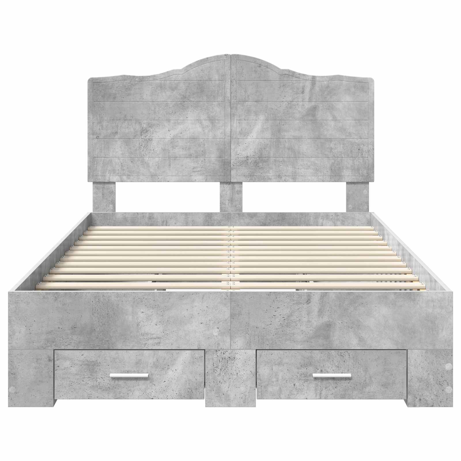 Bettrahmen mit Kopfteil Beton Grau 135 x 190 cm Holzwerkstoff