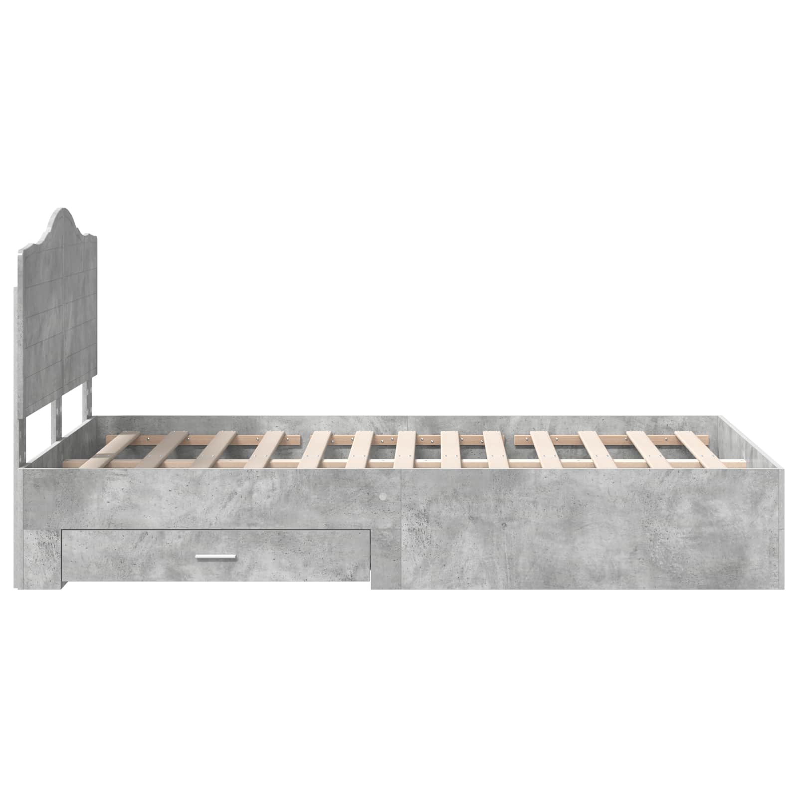Bettrahmen mit Kopfteil Beton Grau 135 x 190 cm Holzwerkstoff