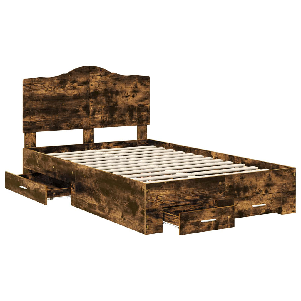 Bettrahmen Geräucherte Eiche 135 x 190 cm Holzwerkstoff