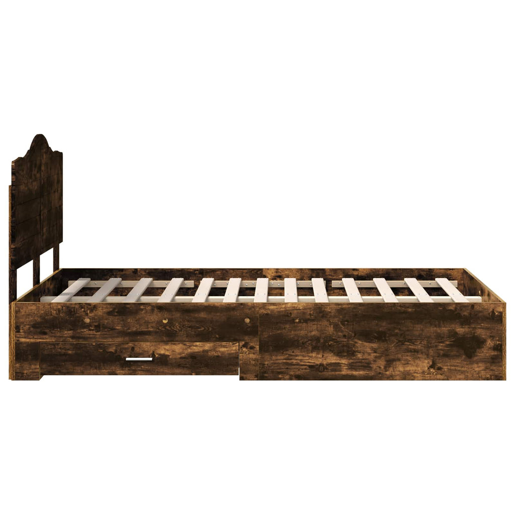 Bettrahmen Geräucherte Eiche 135 x 190 cm Holzwerkstoff