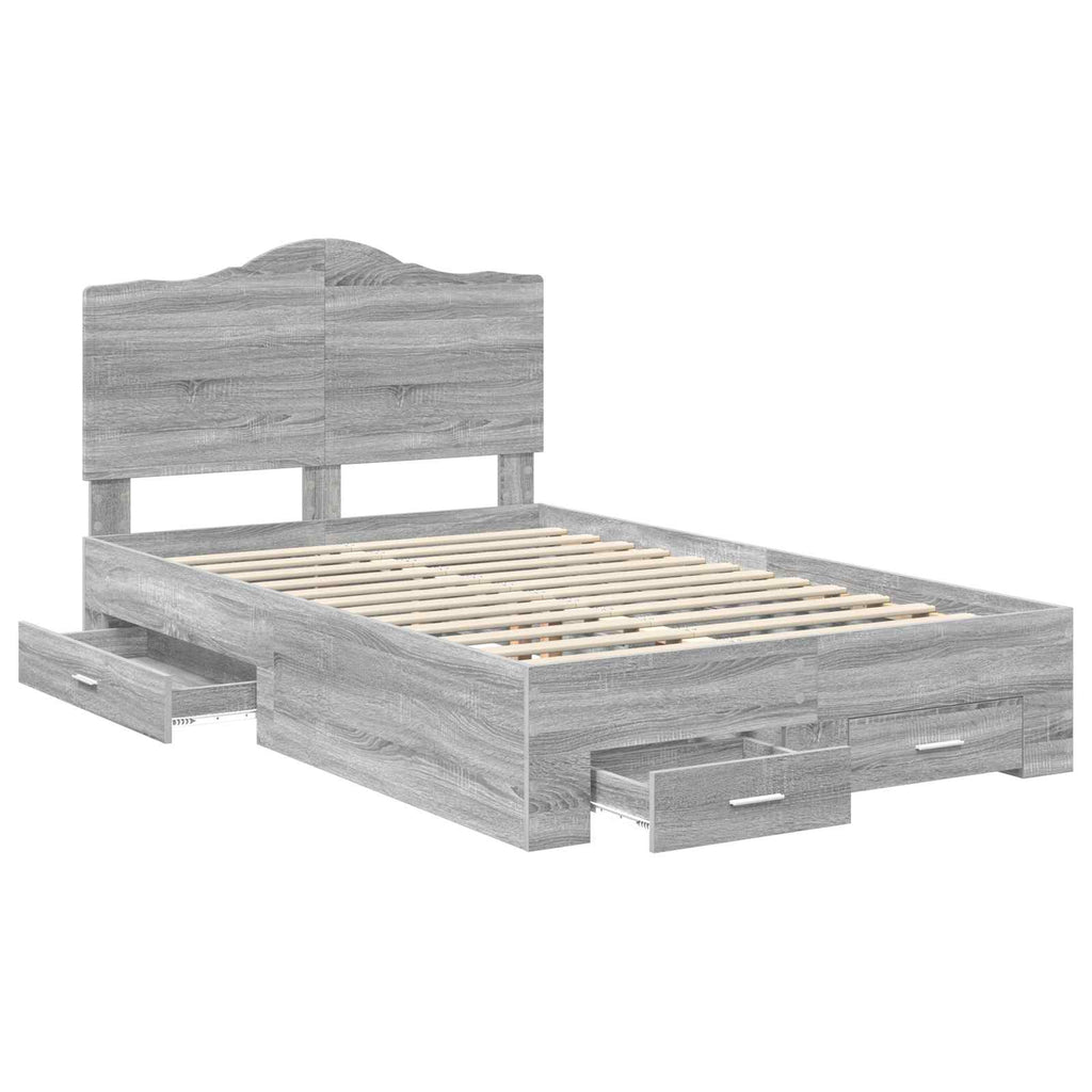 Bettrahmen Graues Sonoma 135 x 190 cm Holzwerkstoff