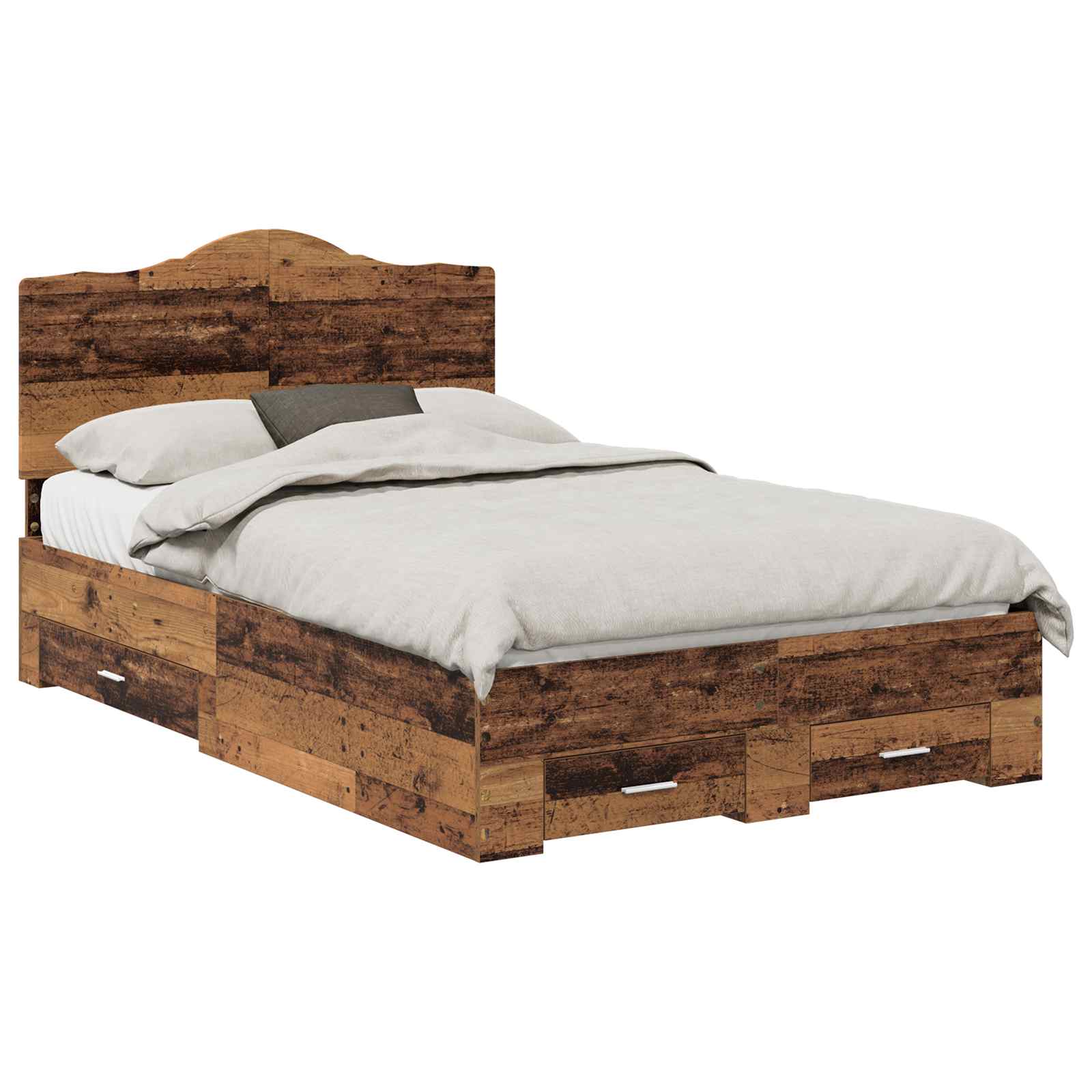 Bettrahmen mit Kopfteil Altholz 135 x 190 cm Holzwerkstoff