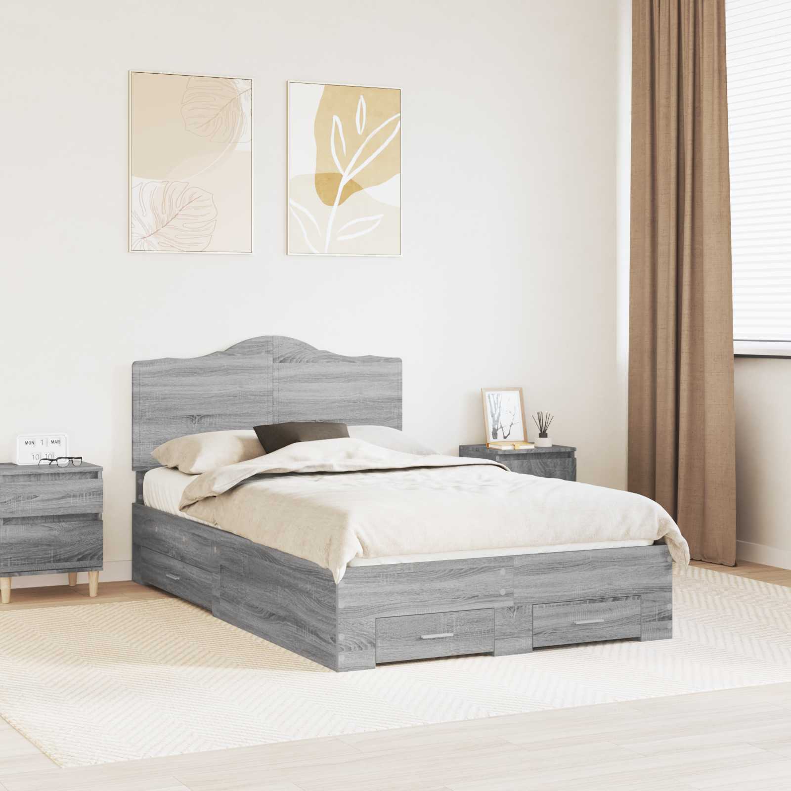 Bettrahmen Graues Sonoma 120 x 190 cm Holzwerkstoff