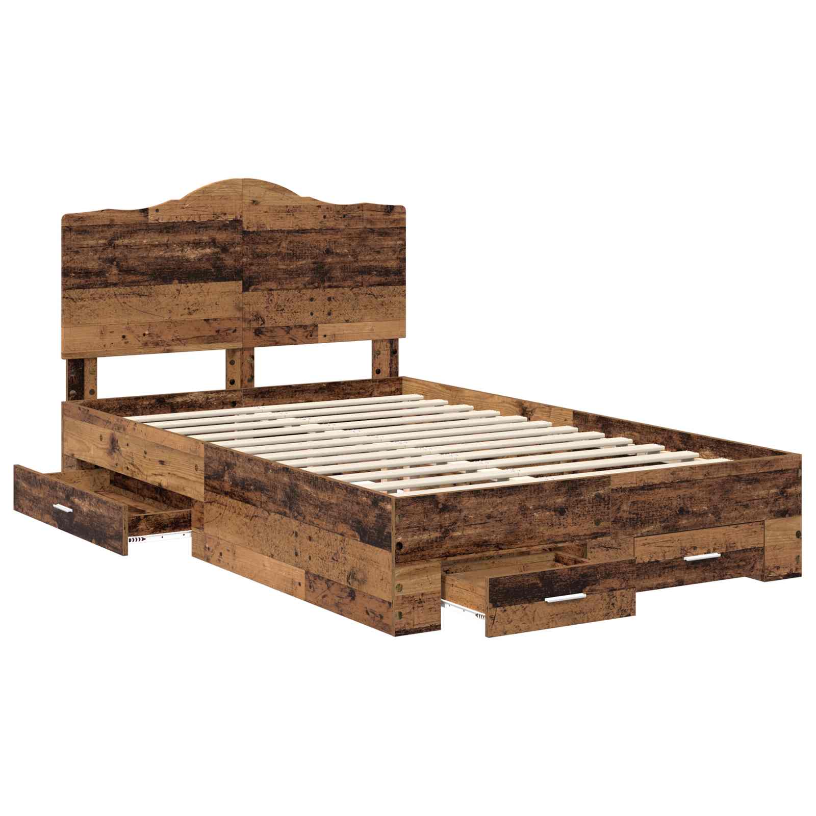 Bettrahmen mit Kopfteil Altholz 120 x 190 cm Holzwerkstoff
