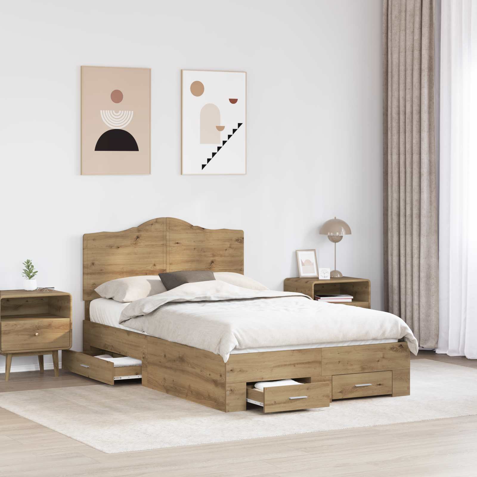 Bettrahmen Artisan-Eiche 120 x 190 cm Holzwerkstoff