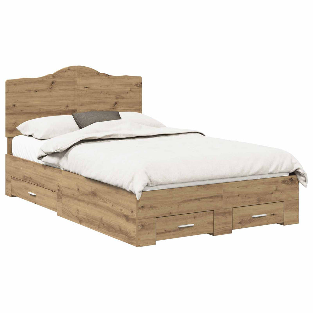Bettrahmen Artisan-Eiche 120 x 190 cm Holzwerkstoff