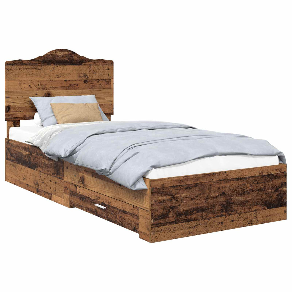 Bettrahmen mit Kopfteil Altholz 100 x 200 cm Holzwerkstoff