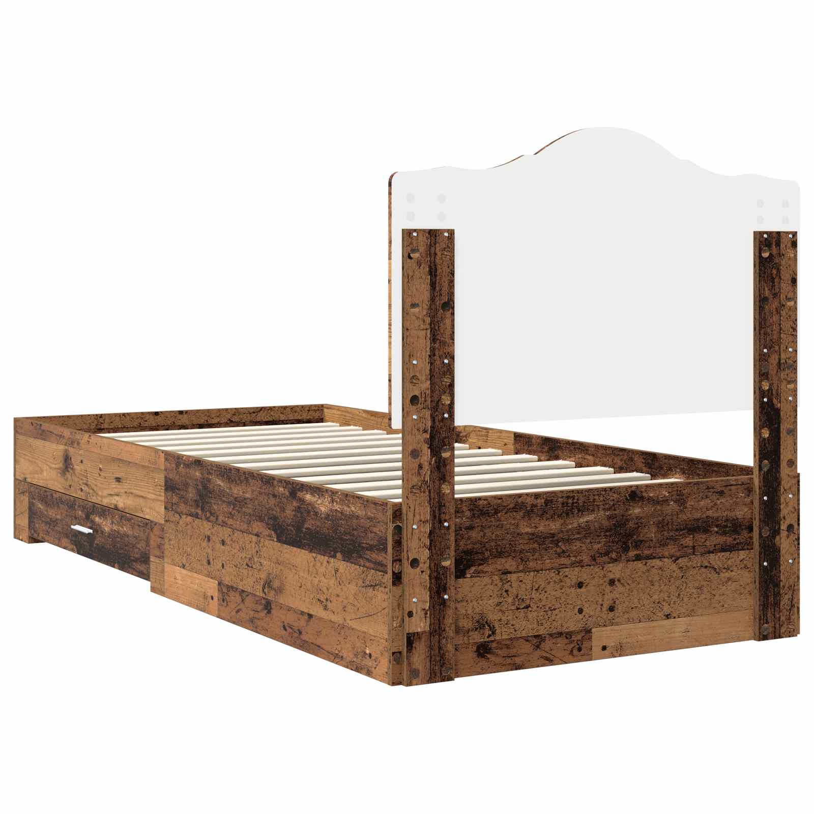 Bettrahmen mit Kopfteil Altholz 100 x 200 cm Holzwerkstoff