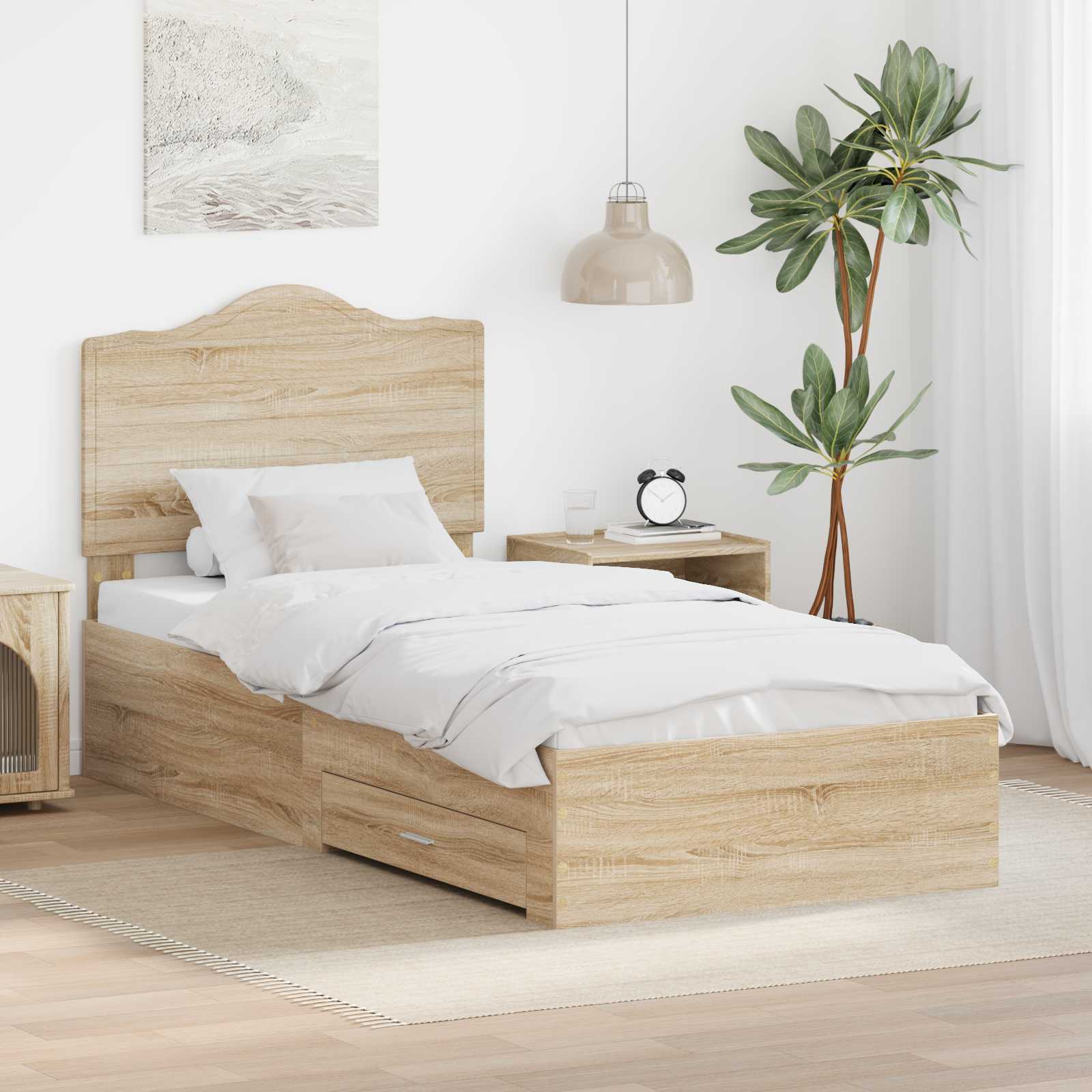 Bettrahmen mit Kopfteil Sonoma-Eiche 90 x 200 cm Holzwerkstoff
