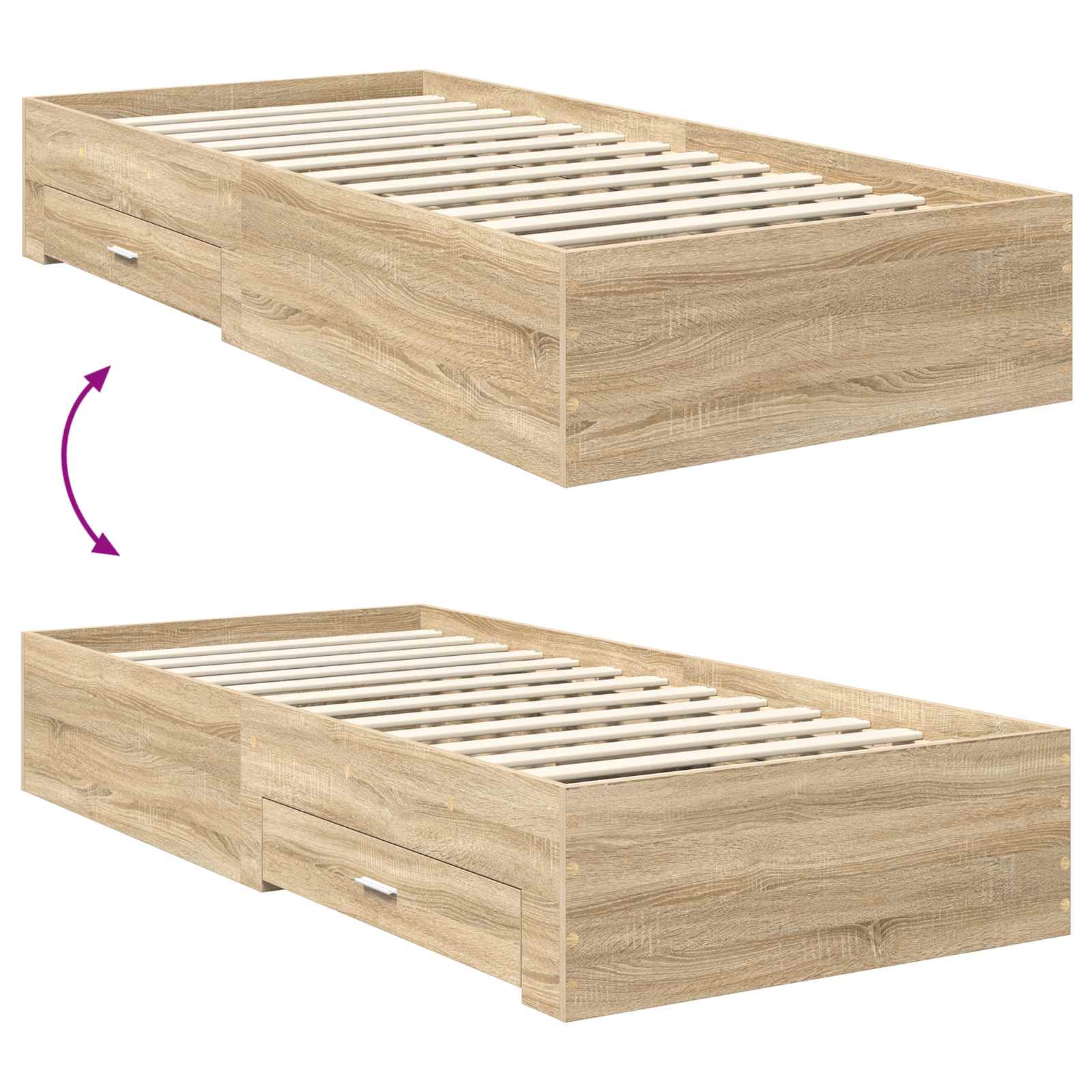 Bettrahmen mit Kopfteil Sonoma-Eiche 90 x 200 cm Holzwerkstoff