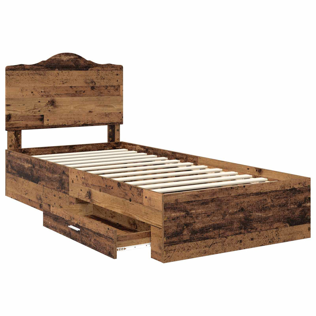 Bettrahmen mit Kopfteil Altholz 90 x 200 cm Holzwerkstoff
