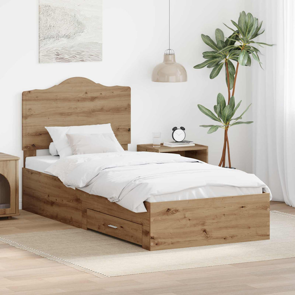 Bettrahmen mit Kopfteil Artisan-Eiche 90 x 200 cm Holzwerkstoff