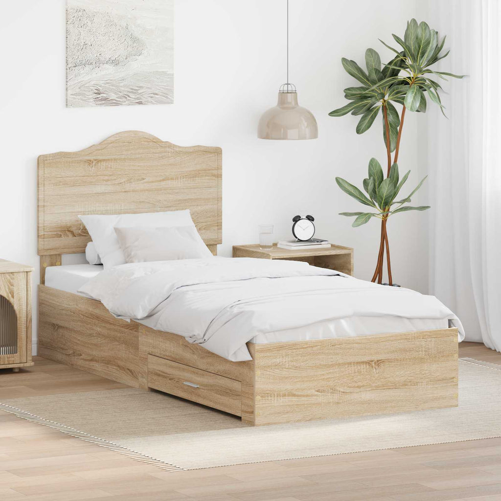 Bettrahmen mit Kopfteil Sonoma-Eiche 90 x 190 cm Holzwerkstoff