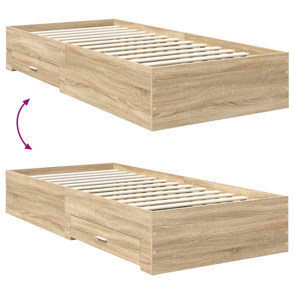 Bettrahmen mit Kopfteil Sonoma-Eiche 90 x 190 cm Holzwerkstoff