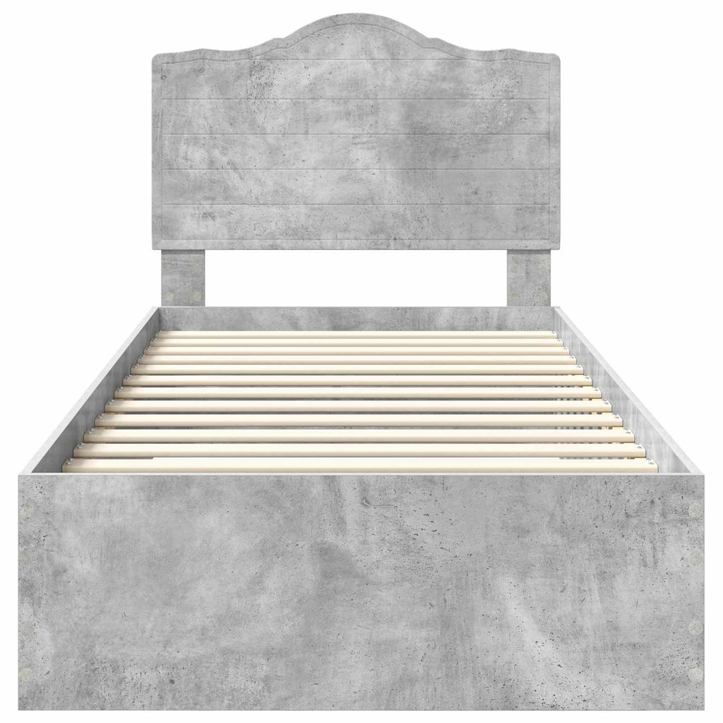 Bettrahmen mit Kopfteil Beton Grau 90 x 190 cm Holzwerkstoff