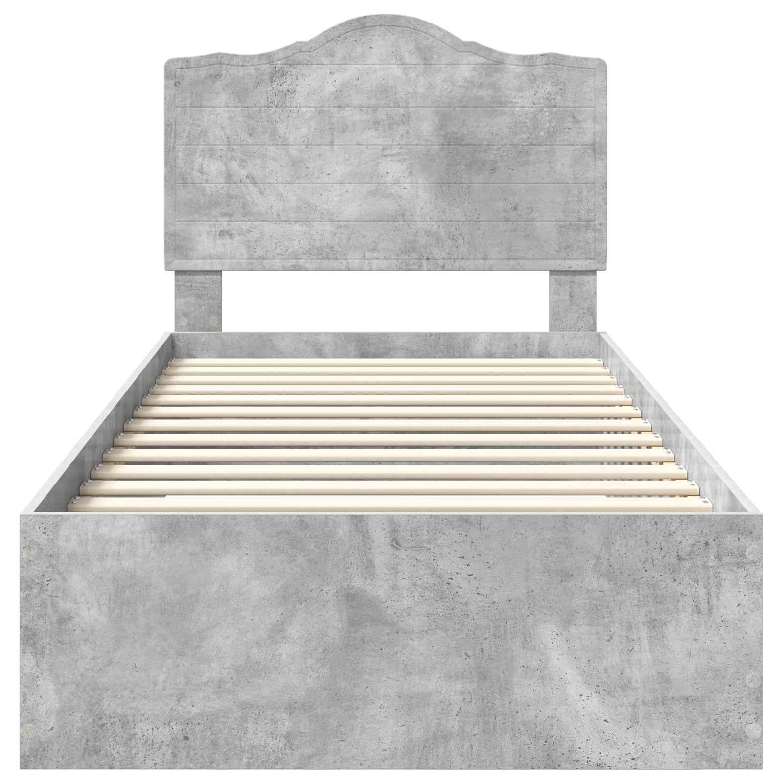 Bettrahmen mit Kopfteil Beton Grau 90 x 190 cm Holzwerkstoff