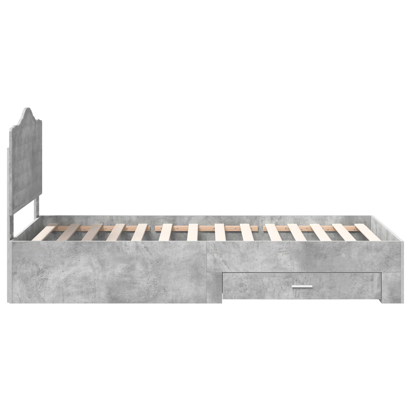 Bettrahmen mit Kopfteil Beton Grau 90 x 190 cm Holzwerkstoff