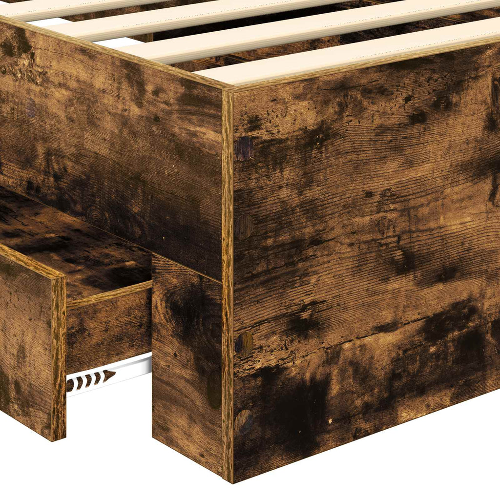 Bettrahmen Geräucherte Eiche 90 x 190 cm Holzwerkstoff